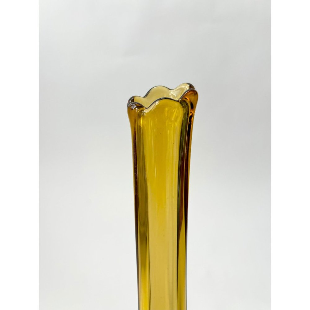 LE Smith MCM Vintage Amber Glass Swung vase - Picture 5 of 10